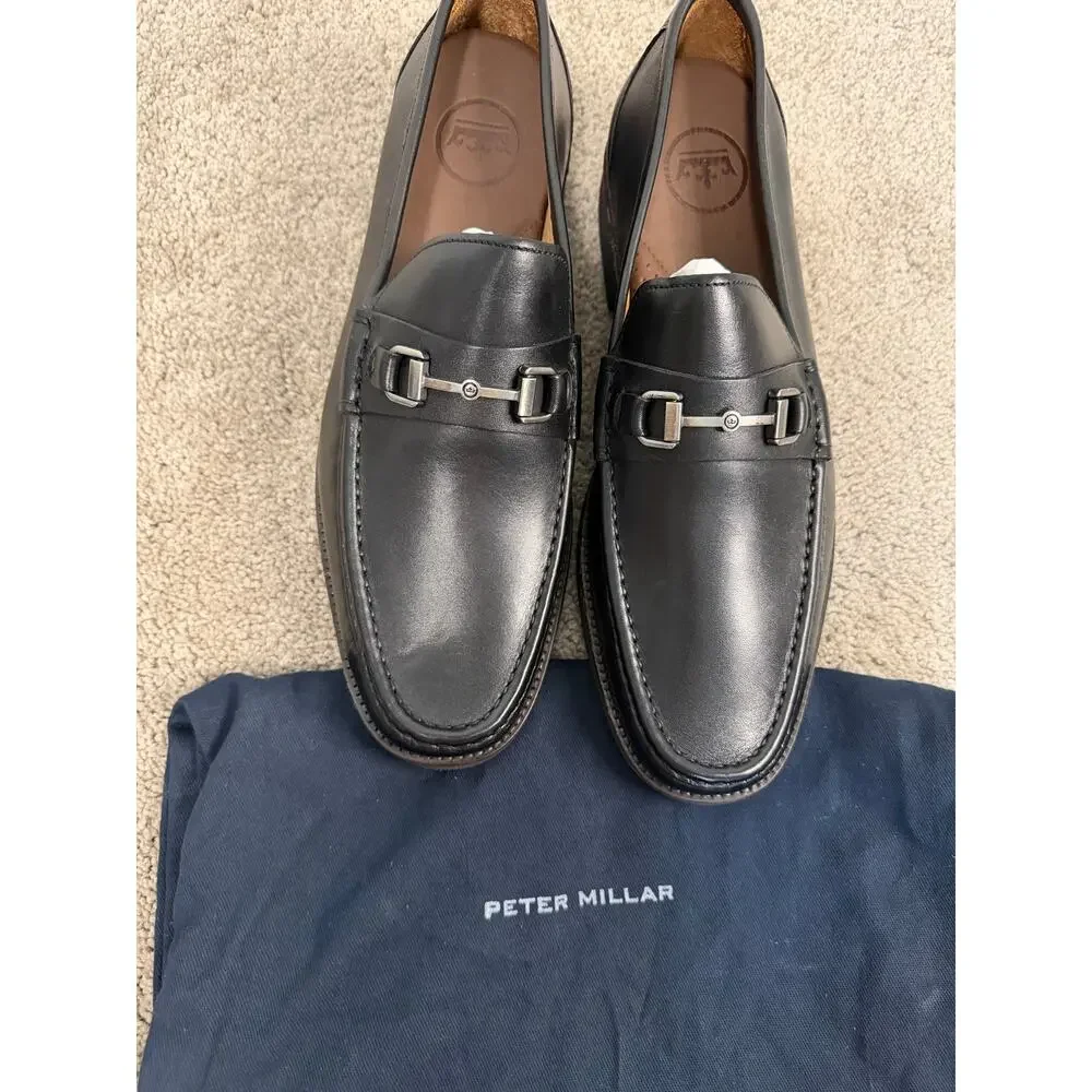 New Peter Millar Leather Bit Loafers Black Men’s Size 11.5